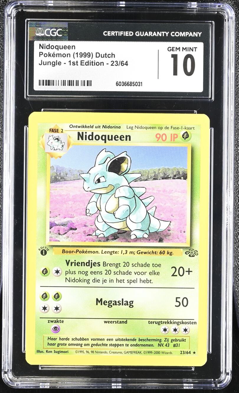 CGC 10 GEM MINT Nidoqueen 1st Edition 23/64 Pokemon Dutch Jungle Set (PSA/BGS)